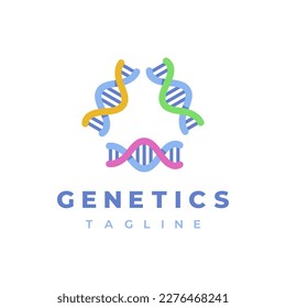 Genetic DNA or RNA chromosome biology science logo flat vector icon illustration