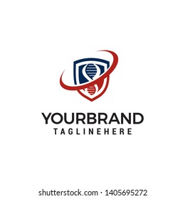 genetic DNA shiled logo design concept template vector