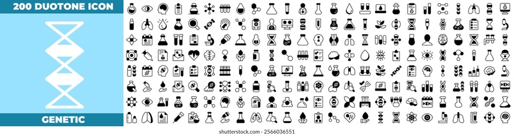 Genetic Duotone Editable Icons set. Vector illustration in modern thin duotone style of genetic icons: Containing DNA, gene, chromosomes, heredity, genome, genetic, etc