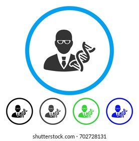 Genetic Engineer rounded icon. Vector illustration style is a flat iconic symbol inside a circle, black, gray, blue, green versions. Designed for web and software interfaces.