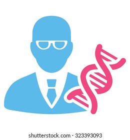 Genetic Engineer vector icon. Style is bicolor flat symbol, pink and blue colors, rounded angles, white background.