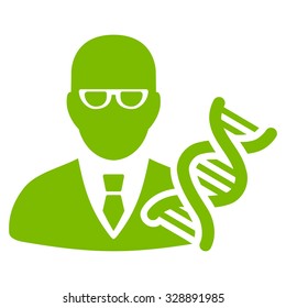 Genetic Engineer vector icon. Style is flat symbol, eco green color, rounded angles, white background.