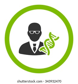 Genetic Engineer vector icon. Style is bicolor flat rounded symbol, eco green and gray colors, rounded angles, white background.