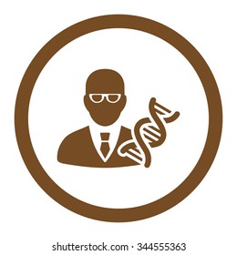 Genetic Engineer vector icon. Style is flat rounded symbol, brown color, rounded angles, white background.