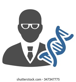 Genetic Engineer vector icon. Style is bicolor flat symbol, cobalt and gray colors, rounded angles, white background.