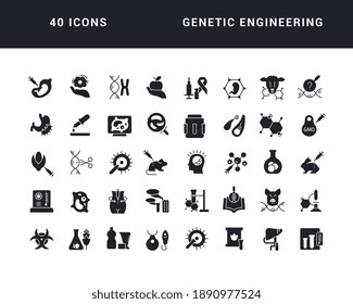 Genetic Engineering. Collection of perfectly thin icons for web design, app, and the most modern projects. The kit of signs for category Technology.