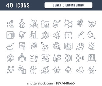 Genetic Engineering. Collection of perfectly thin icons for web design, app, and the most modern projects. The kit of signs for category Technology.