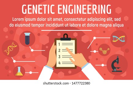 Genetic engineering concept banner. Flat illustration of genetic engineering vector concept banner for web design
