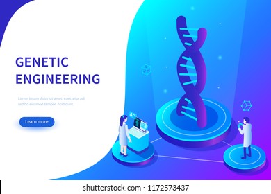 Genetic engineering concept. Can use for web banner, infographics, hero images. Flat isometric vector illustration isolated on white background.