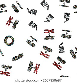 genetic engineering crispr genome vector seamless pattern thin line illustration