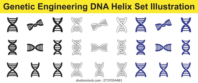 Engenharia genética DNA hélice definir ilustrações sobre fundo branco