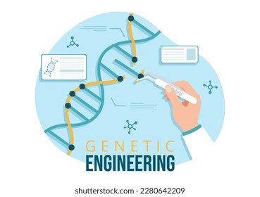 Genetic Engineering and DNA Modifications Illustration with Genetics Research or Experiment Scientists in Flat Cartoon Hand Drawn Templates