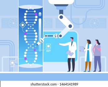 Genetic engineering flat vector illustration