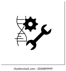 Genetic engineering glyph icon. DNA molecule, editing gene. Medical technology. Microscopic structure. Genetically modified organism concept.Filled flat sign. Isolated silhouette vector illustration