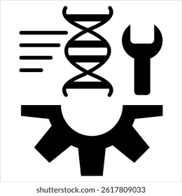 Ilustración vectorial de icono de glifo de ingeniería genética