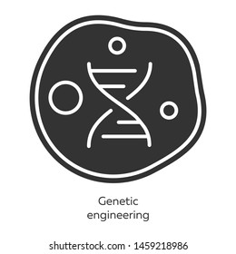 Genetic engineering glyph icons set. Genes manipulation using biotechnology. Living body cell. Genome modification. Organism modify characteristics. Silhouette symbols. Vector isolated illustration