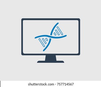 Genetic Engineering Icon.
DNA on  Computer Screen.
