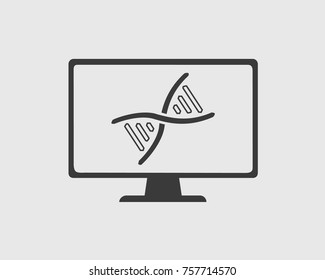 Genetic Engineering Icon.
DNA on  Computer Screen.