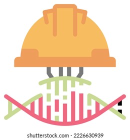 genetic engineering icon flat color, technology , education 