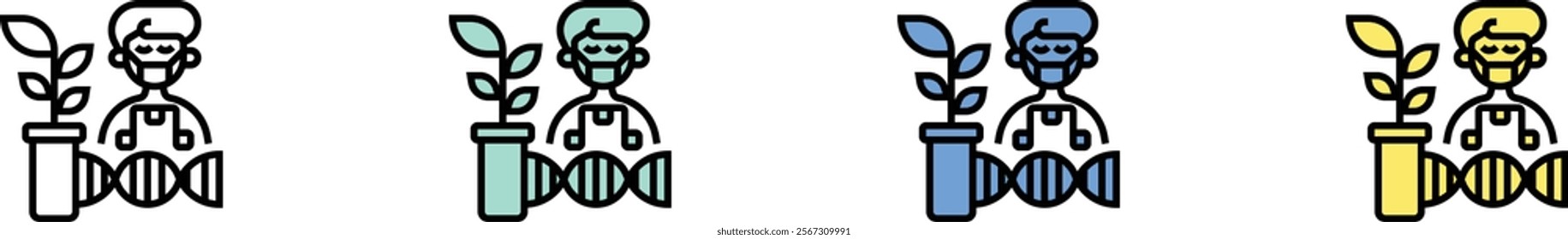 genetic engineering icon. Outline, Green, Blue and Yellow Style Design Isolated On White Background