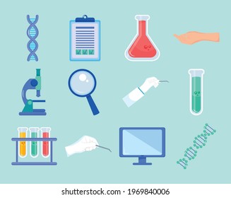 genetic engineering icon set desgin