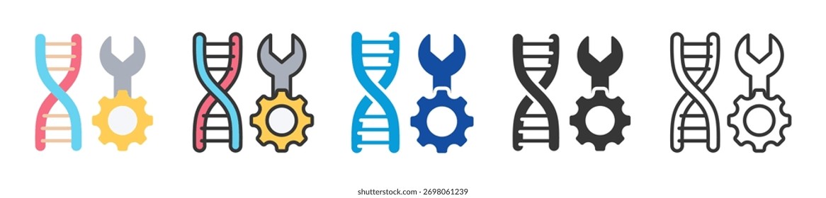 genetic engineering icon set multi style various collection