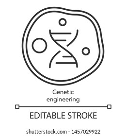 Genetic Engineering Linear Icon. Genes Manipulation Using Biotechnology. Living Body Cell. Genome Modification. Thin Line Illustration. Contour Symbol. Vector Isolated Outline Drawing. Editable Stroke