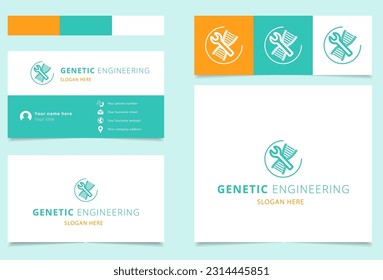 Genetic engineering logo design with editable slogan. Branding book and business card template.