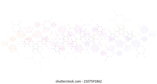 Genetic engineering and molecular structure, hexagon DNA network, science chemical and biotechnology concept, innovation technology, healthcare, and medicine design. Vector illustration