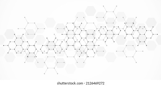 Genetic engineering and molecular structure, hexagon DNA network, science chemical and biotechnology concept, innovation technology, healthcare, and medicine design. Vector illustration