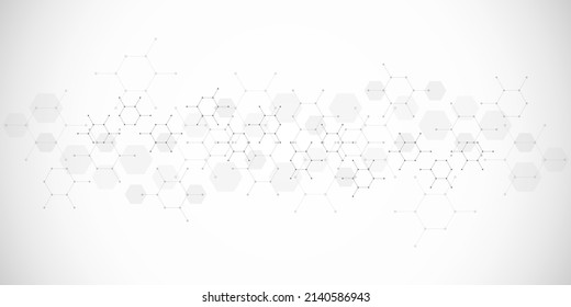 Genetic engineering and molecular structure, hexagon DNA network, science chemical and biotechnology concept, innovation technology, healthcare, and medicine design. Vector illustration