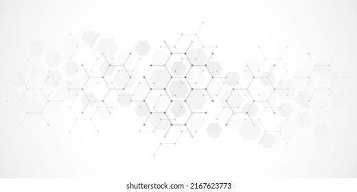 Genetic engineering and molecular structure, hexagon DNA network, science chemical and biotechnology concept, innovation technology, healthcare, and medicine design. Vector illustration