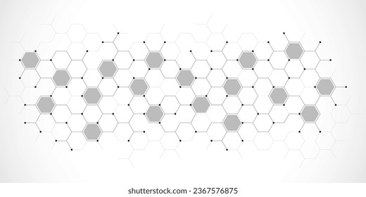Genetic engineering and molecular structure, hexagon DNA network, science chemical and biotechnology concept, innovation technology, healthcare, and medicine design. Vector illustration