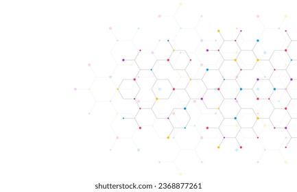 Genetic engineering and molecular structure, hexagon DNA network, science chemical and biotechnology concept, innovation technology, healthcare, and medicine design. Vector illustration