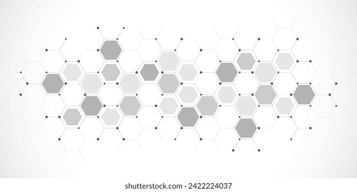 Genetic engineering and molecular structure, hexagon DNA network, science chemical and biotechnology concept, innovation technology, healthcare, and medicine design. Vector illustration