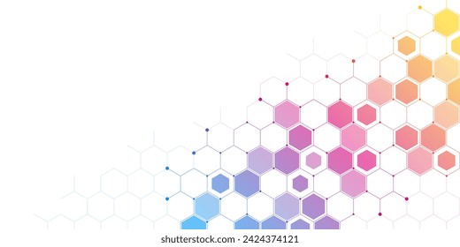 Genetic engineering and molecular structure, hexagon DNA network, science chemical and biotechnology concept, innovation technology, healthcare, and medicine design. Vector illustration