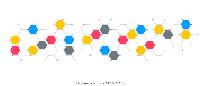Genetic engineering and molecular structure, hexagon DNA network, science chemical and biotechnology concept, innovation technology, healthcare, and medicine design. Vector illustration