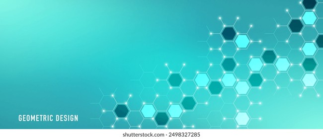 Genetic engineering and molecular structure, hexagon DNA network, science chemical and biotechnology concept, innovation technology, healthcare, and medicine design.