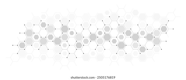 Ingeniería genética y estructura molecular, red de ADN hexagonal, ciencia química y concepto de biotecnología, tecnología de innovación, atención médica y diseño de medicamentos. Ilustración vectorial