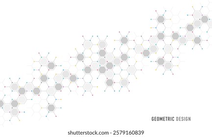 Genetic engineering and molecular structure, hexagon DNA network, science chemical and biotechnology concept, innovation technology, healthcare, and medicine design.