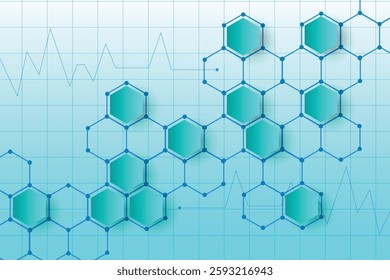 Genetic engineering and molecular structure, hexagon DNA network, science chemical and biotechnology concept