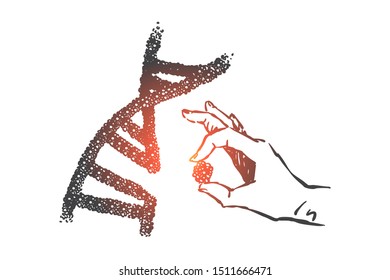 Genetic engineering science concept sketch. Hand drawn isolated vector