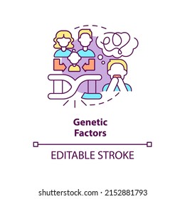 Konzeptsymbol für genetische Faktoren. Ererbte Angststörung. Phobien verursacht abstrakte Idee dünne Linie Illustration. Einzeln Umrisszeichnung. Bearbeitbarer Strich. Arial, Myriad Pro Fett Schriftarten verwendet