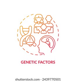Genetic factors red gradient concept icon. Prenatal period, childbirth. Round shape line illustration. Abstract idea. Graphic design. Easy to use in infographic, presentation, brochure, booklet