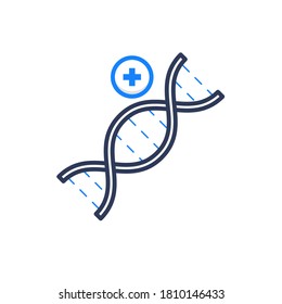 icono genético de esquema azul plano 