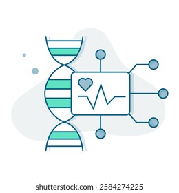 Genetic Health Technology Icon – A DNA strand connected to a digital health interface, symbolizing biotech, genetics, medical research, or digital healthcare.