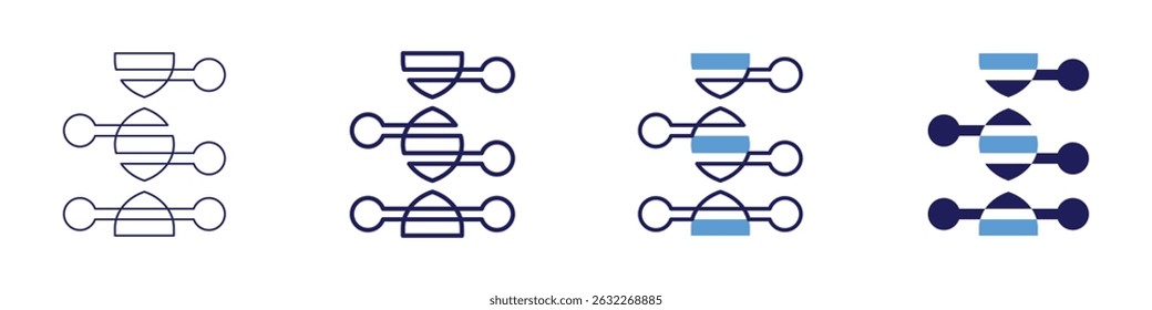 Genetic icon in 4 different styles. Thin Line, Line, Bold Line, Duotone. Duotone style. Editable stroke.