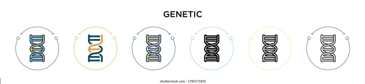Genetic icon in filled, thin line, outline and stroke style. Vector illustration of two colored and black genetic vector icons designs can be used for mobile, ui, web