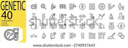 Genetic icon set. Editable stroke.