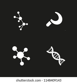 genetic icon set. molecule, sickle and molecular bond vector icon for graphic design and web